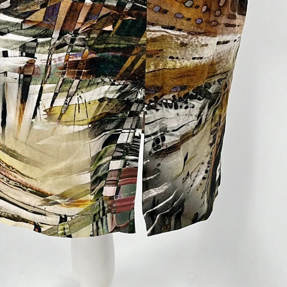 Black Halo Square Neckline Fitted Sleeveless Botanical Print Dress - Size 4 - Picture 3 of 7